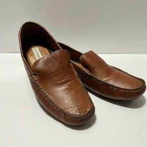 Steve Madden size 10.5 moccasin slip on shoes brown leather men's